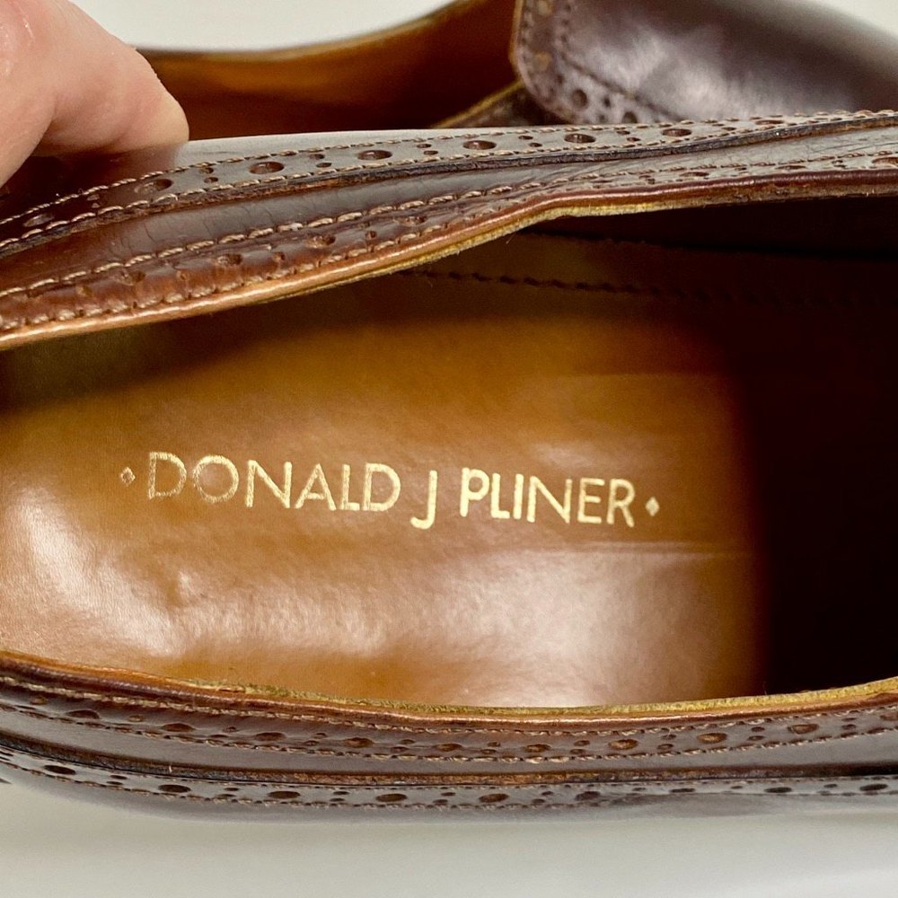 Donald J Pliner Zaza Brown Leather Slip on Wingtip Loafers Sz 11 - Picture 7 of 7